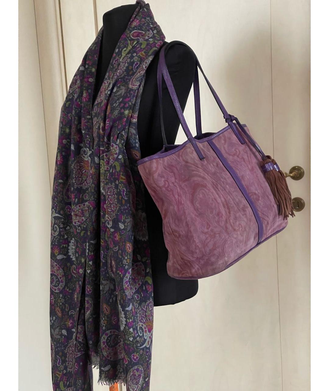 ETRO Фиолетовая замшевая сумка тоут, фото 2