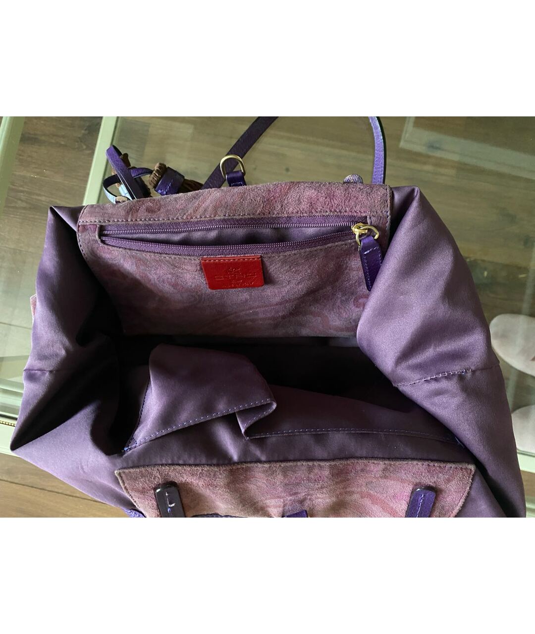 ETRO Фиолетовая замшевая сумка тоут, фото 3