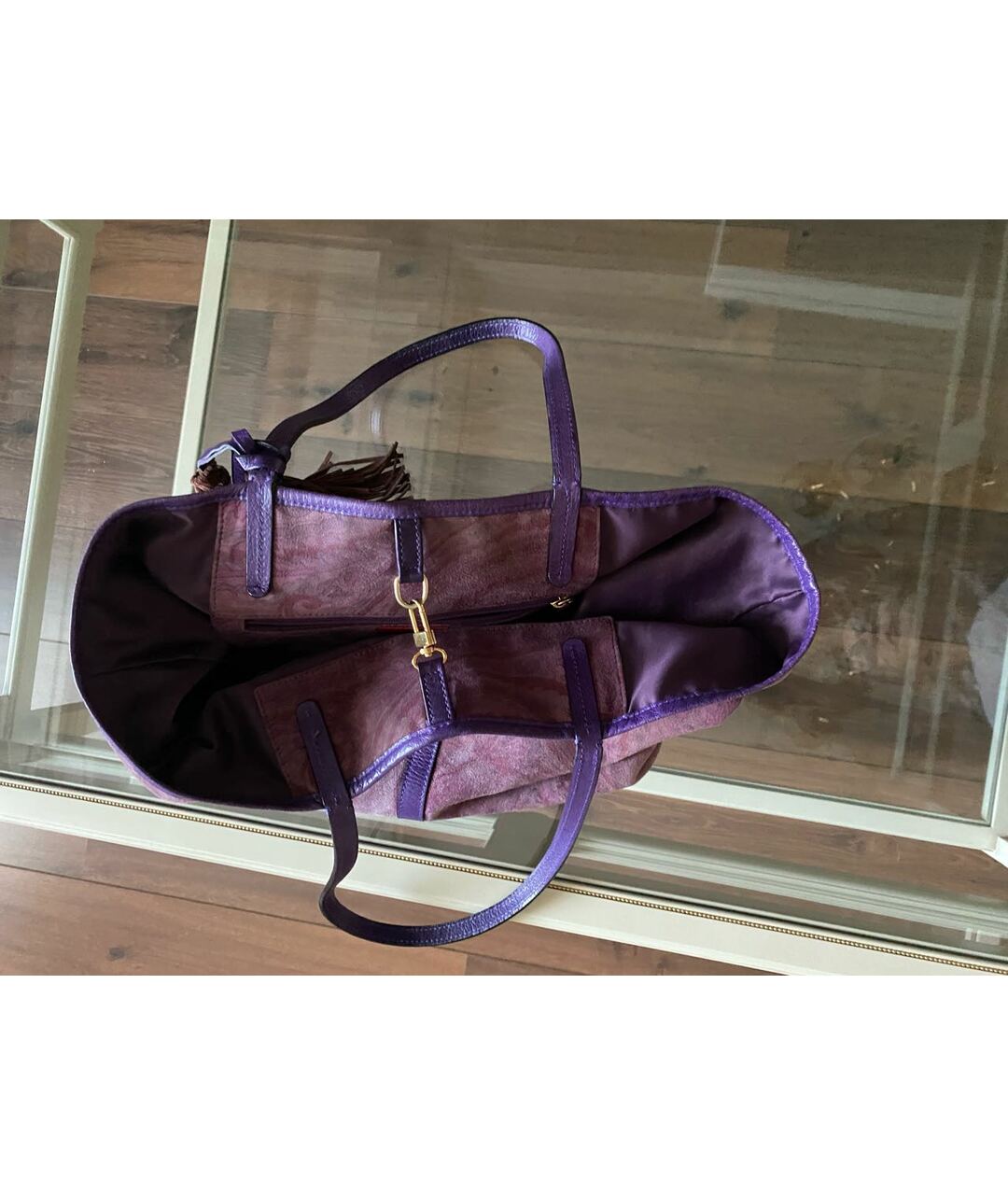 ETRO Фиолетовая замшевая сумка тоут, фото 4