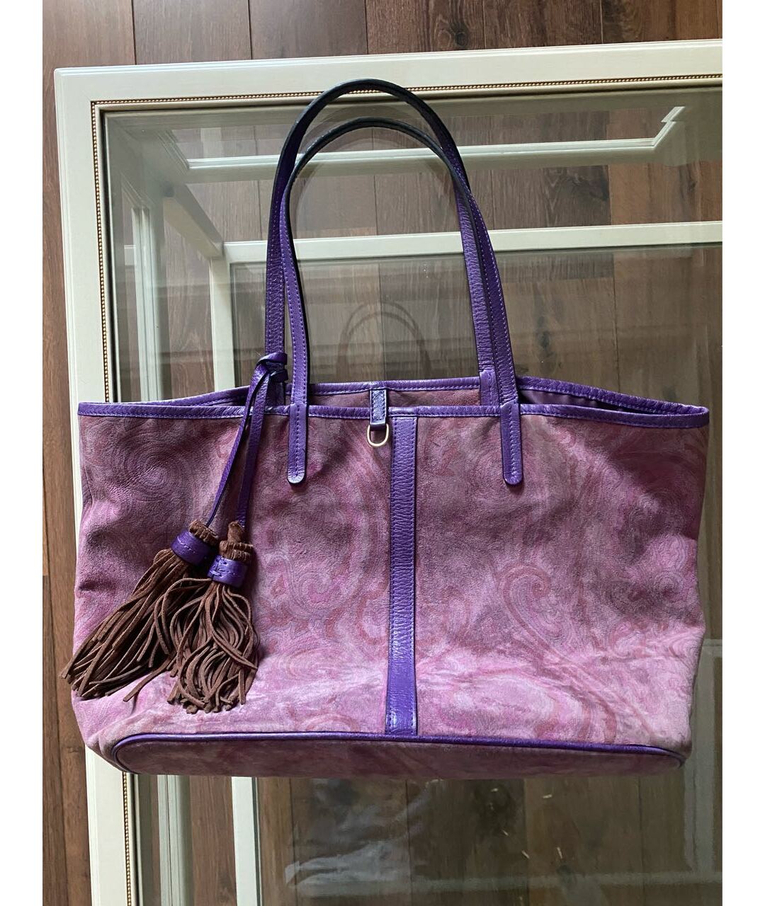 ETRO Фиолетовая замшевая сумка тоут, фото 5