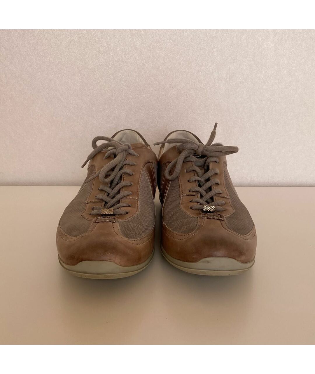 SANTONI Серые кожаные низкие кроссовки / кеды, фото 2