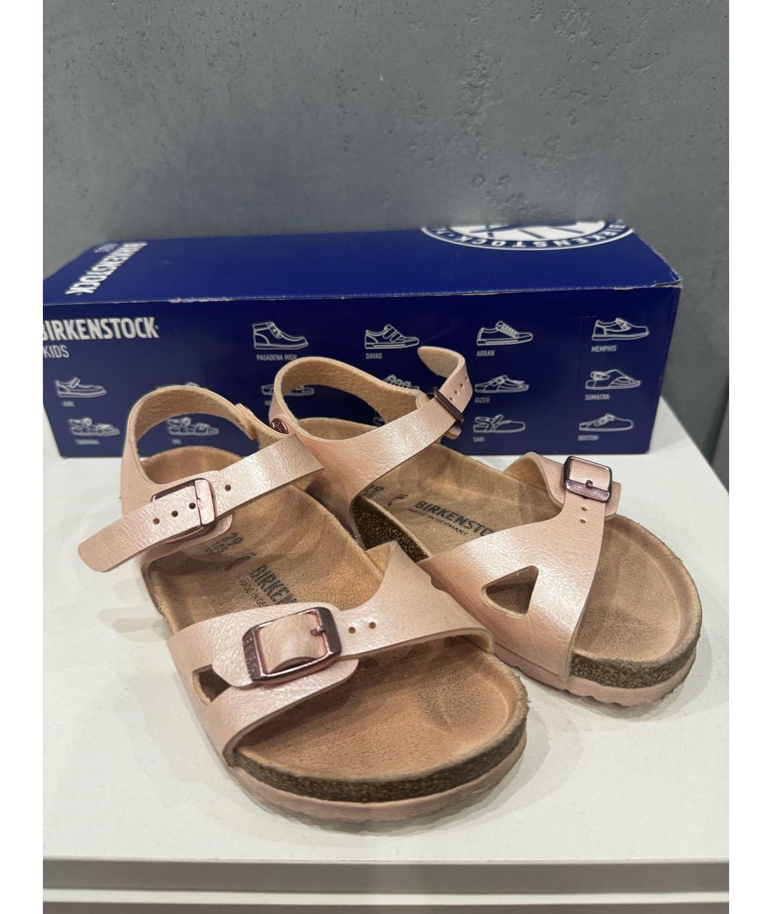 BIRKENSTOCK KIDS Розовые замшевые сандалии и шлепанцы, фото 2