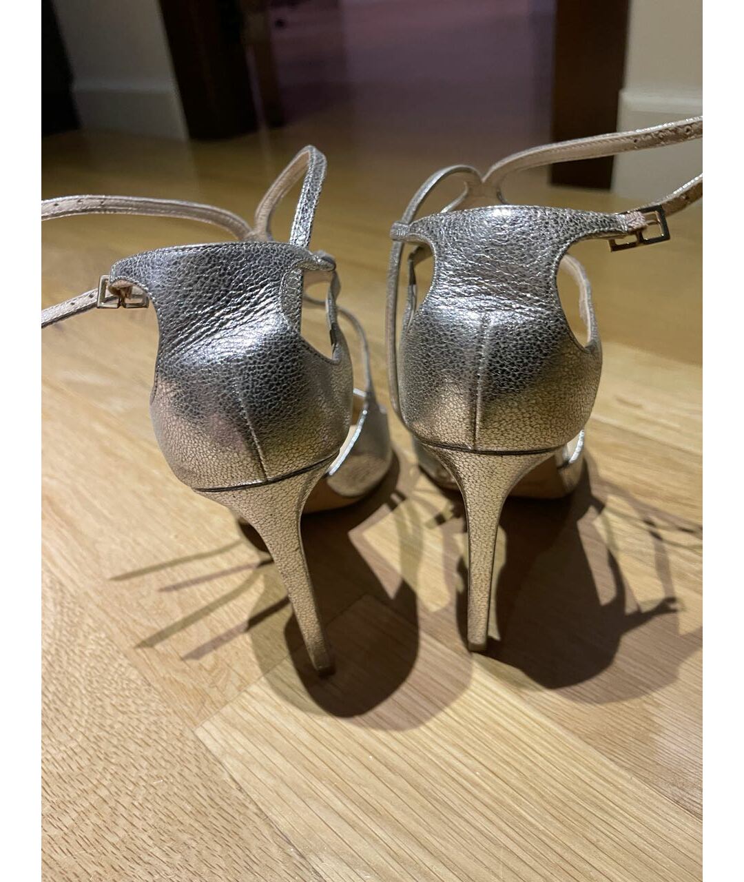 JIMMY CHOO Серебряные кожаные туфли, фото 3