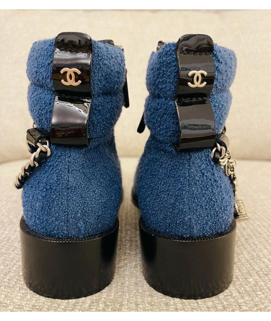 CHANEL Синие текстильные ботинки, фото 4