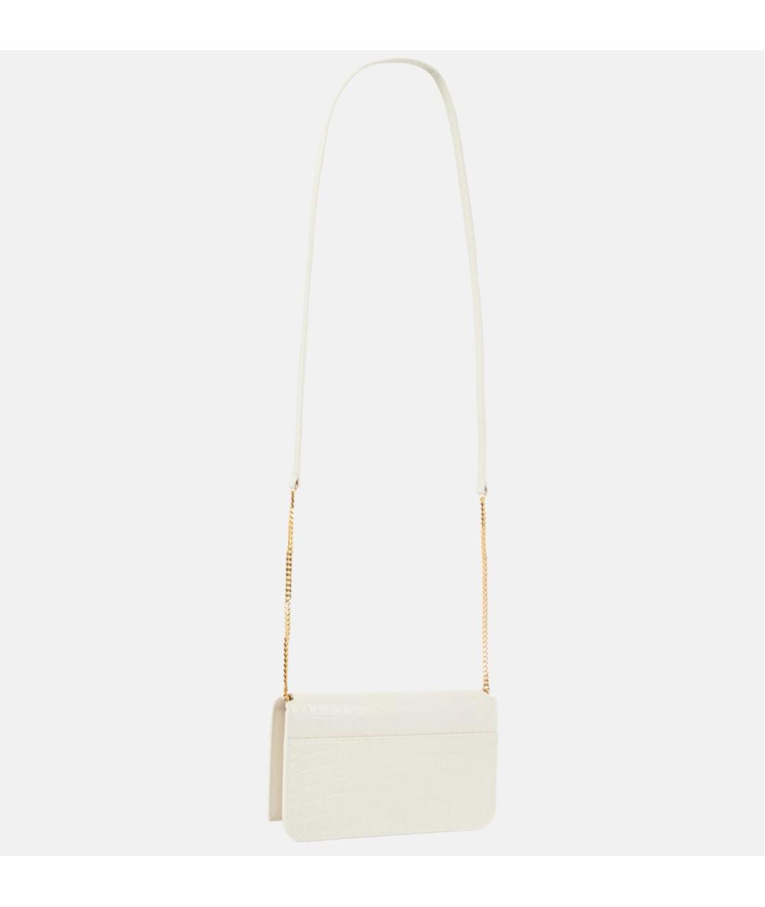 SAINT LAURENT Белая кожаная сумка через плечо, фото 2