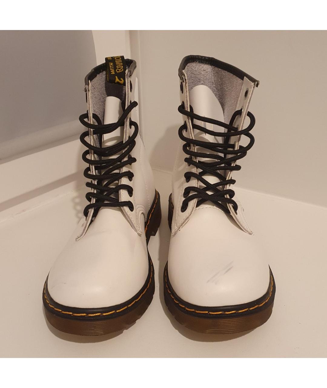 DR. MARTENS Белые кожаные ботинки, фото 2