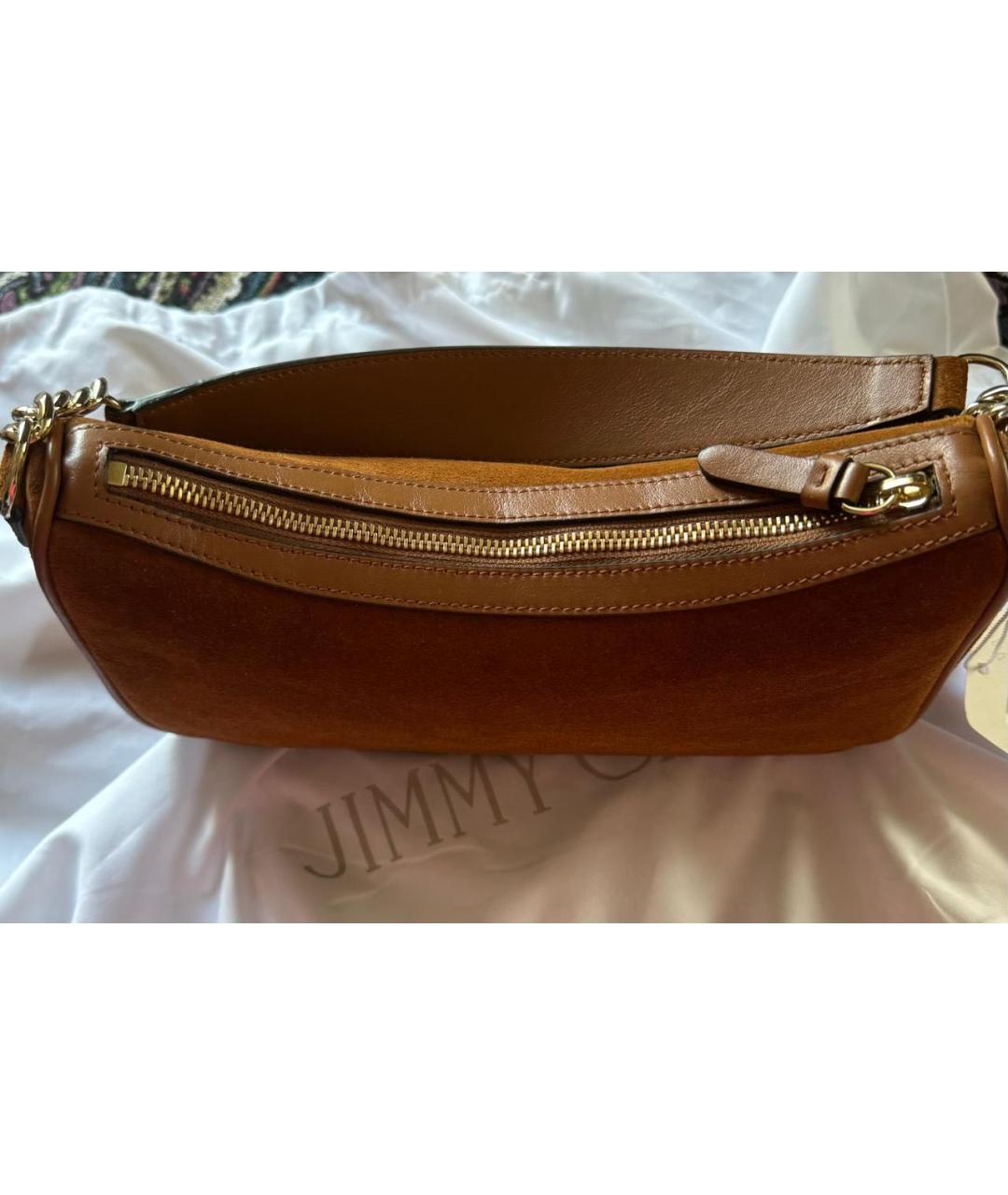 JIMMY CHOO Коричневая замшевая сумка с короткими ручками, фото 4