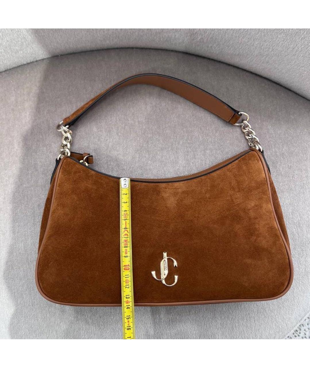 JIMMY CHOO Коричневая замшевая сумка с короткими ручками, фото 5