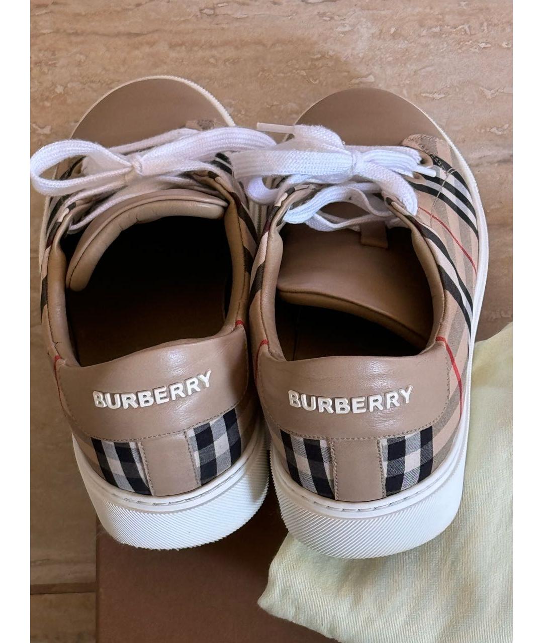 BURBERRY Коричневые кожаные кеды, фото 4