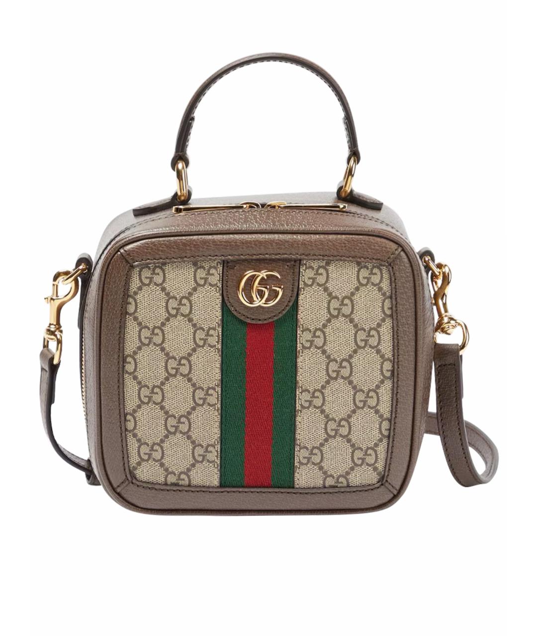 GUCCI Коричневая тканевая сумка через плечо, фото 1