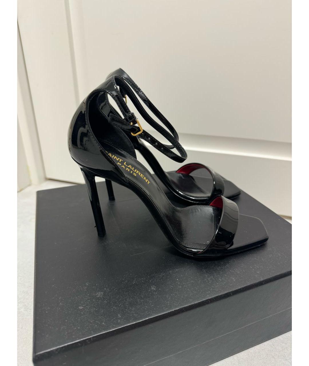 SAINT LAURENT Черные кожаные босоножки, фото 3