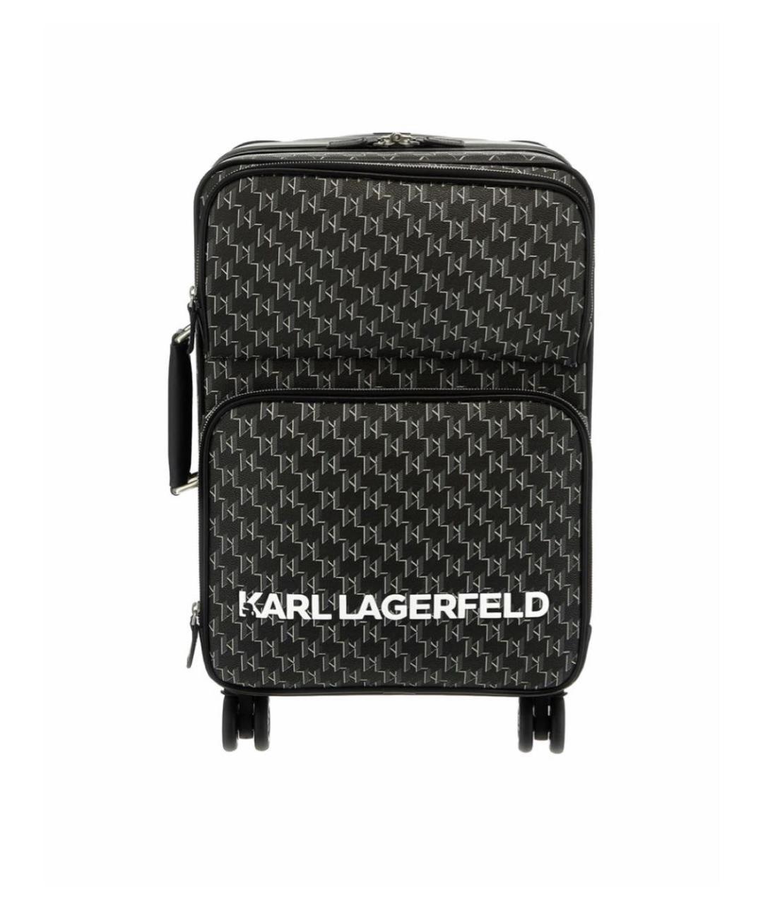 KARL LAGERFELD Черный кожаный чемодан, фото 6