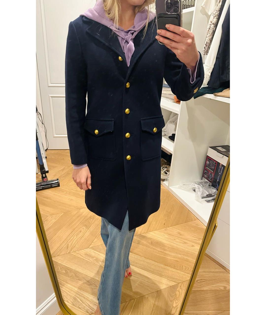 GUCCI Темно-синее шерстяное пальто, фото 5