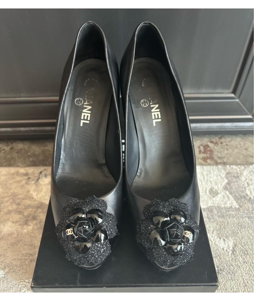CHANEL Черные кожаные туфли, фото 2