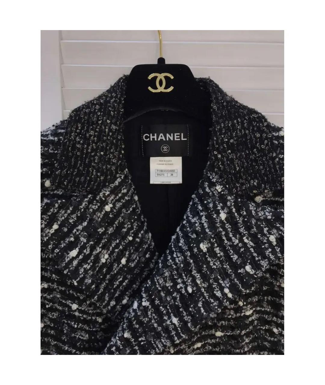 CHANEL Черное твидовое пальто, фото 4