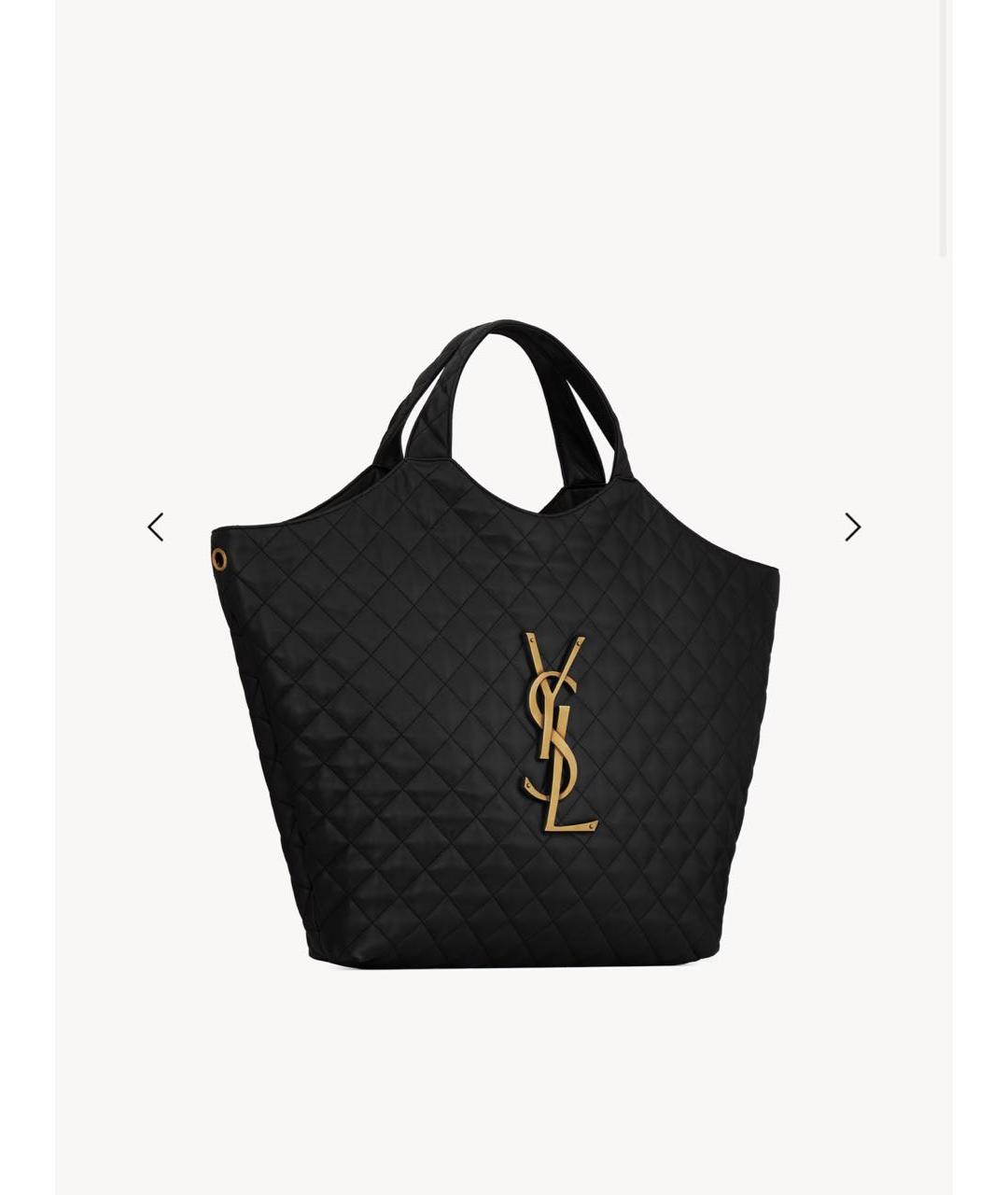 SAINT LAURENT Черная кожаная сумка тоут, фото 2