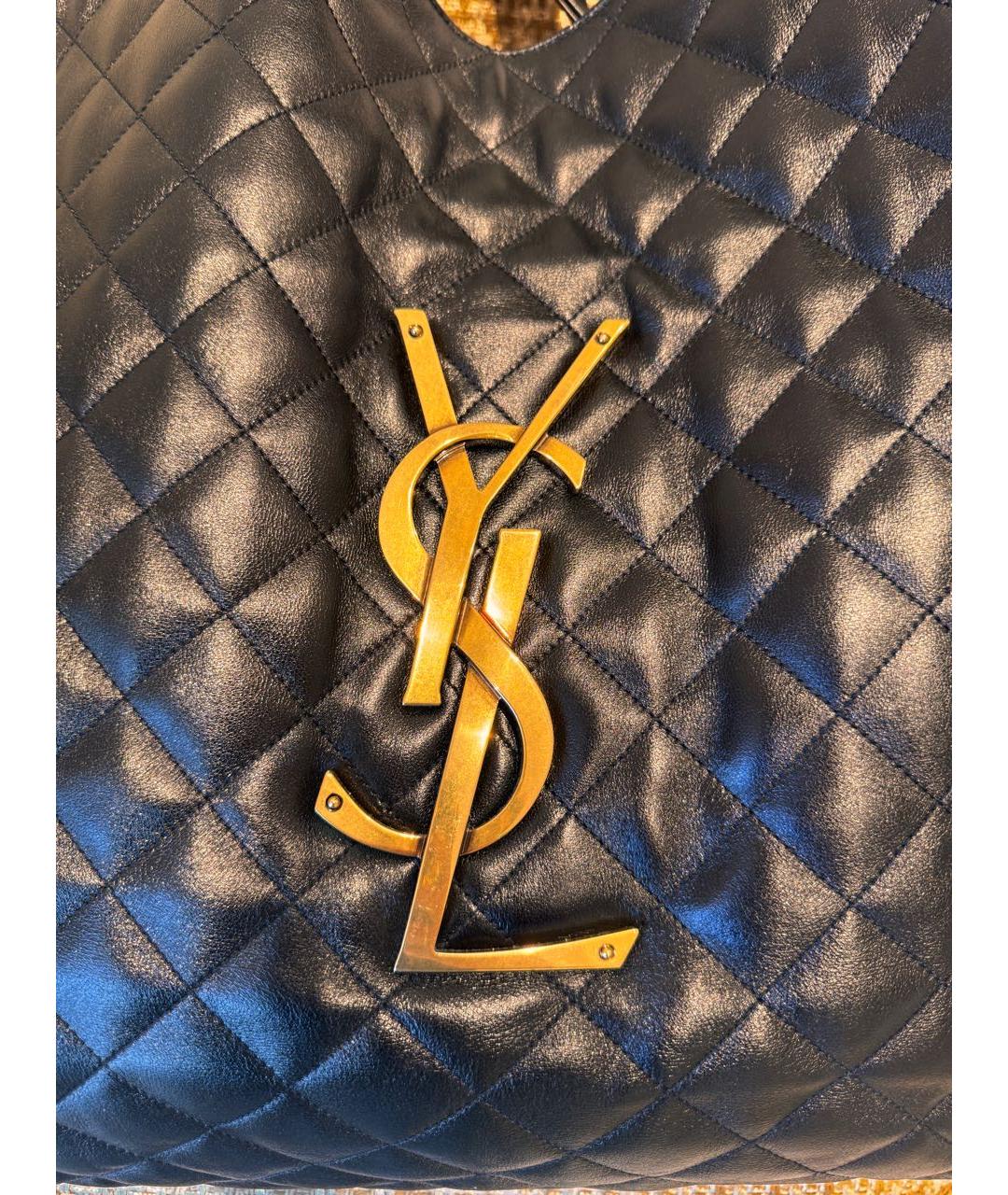 SAINT LAURENT Черная кожаная сумка тоут, фото 8