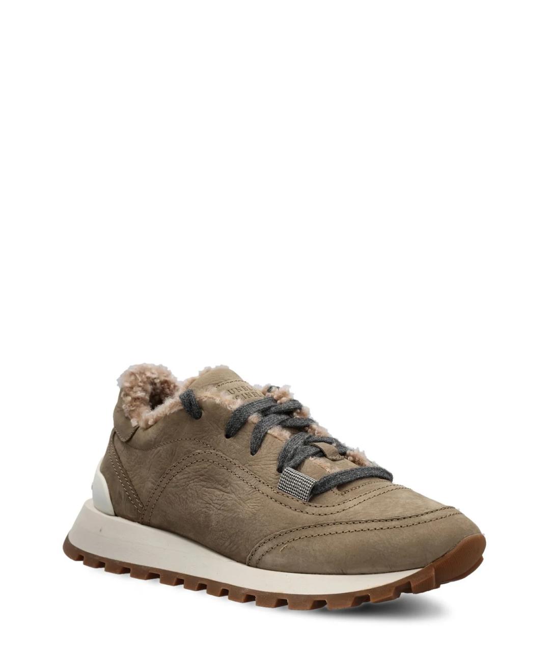 BRUNELLO CUCINELLI Коричневые замшевые кроссовки, фото 2