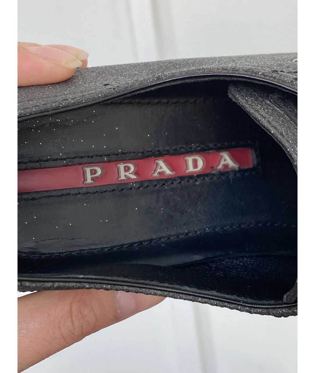 PRADA Черные кожаные кеды, фото 5