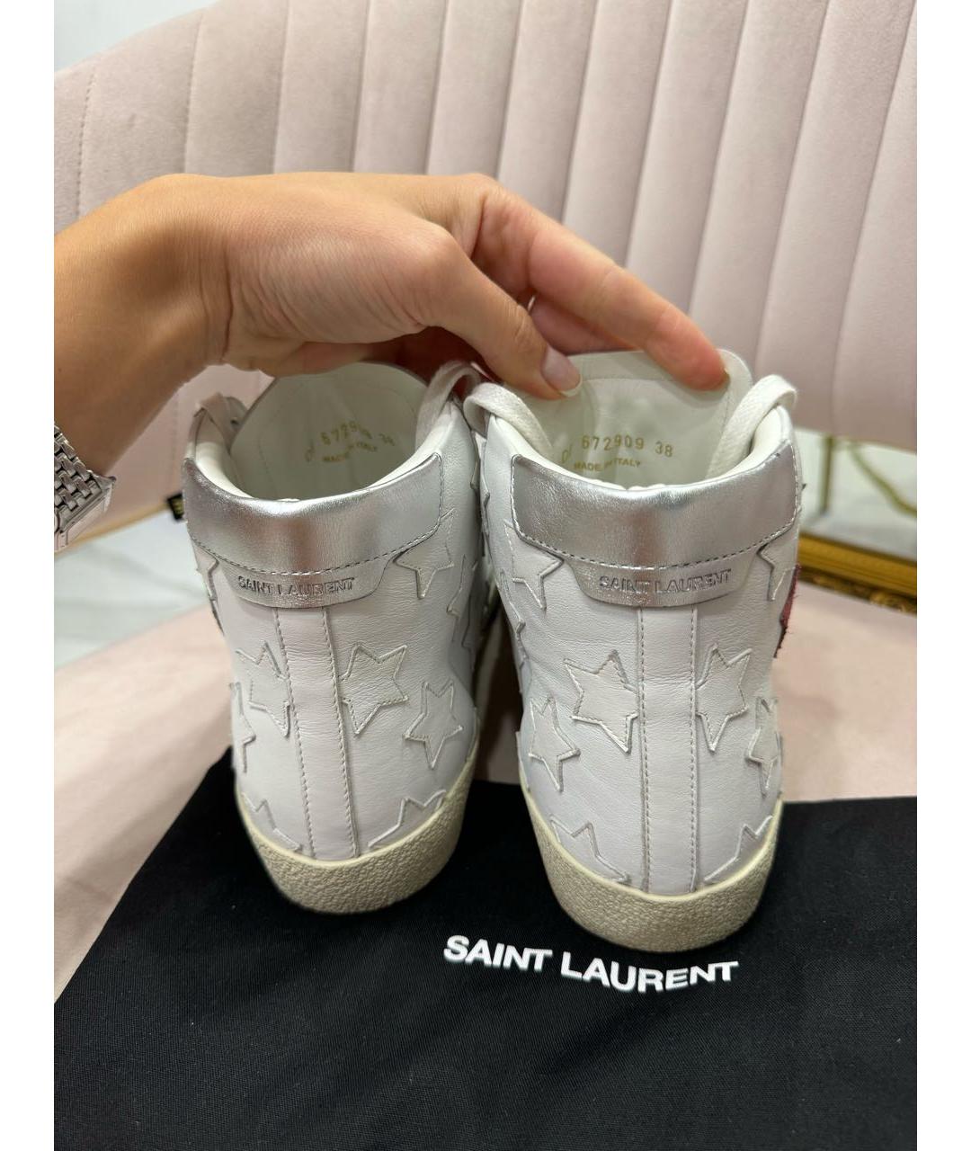 SAINT LAURENT Белые кожаные кеды, фото 3