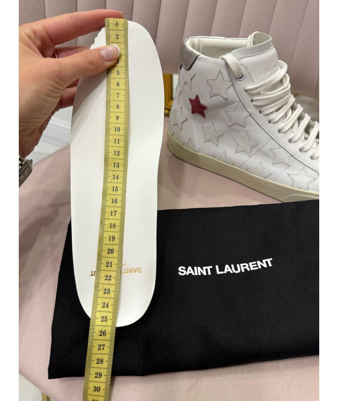 SAINT LAURENT Белые кожаные кеды, фото 8