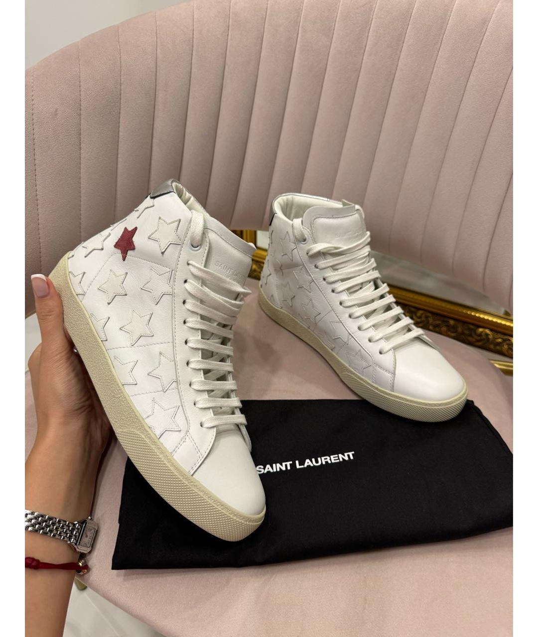 SAINT LAURENT Белые кожаные кеды, фото 4