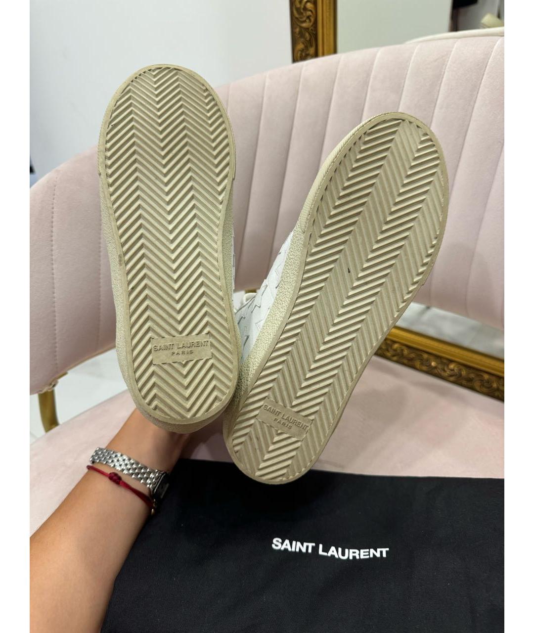 SAINT LAURENT Белые кожаные кеды, фото 5