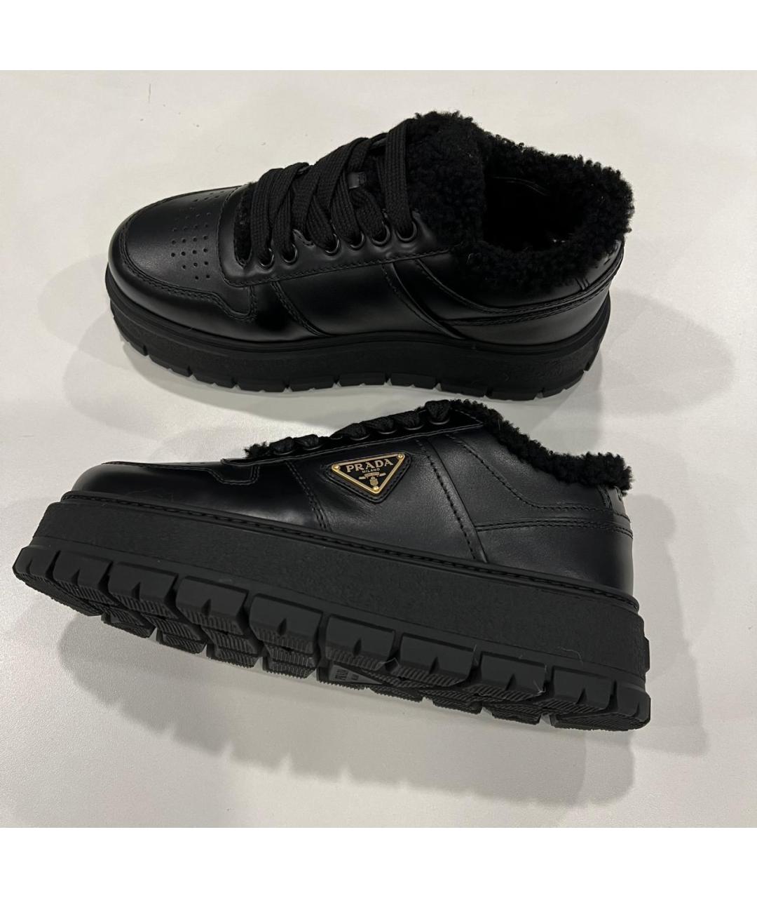 PRADA Черные кожаные кроссовки, фото 5