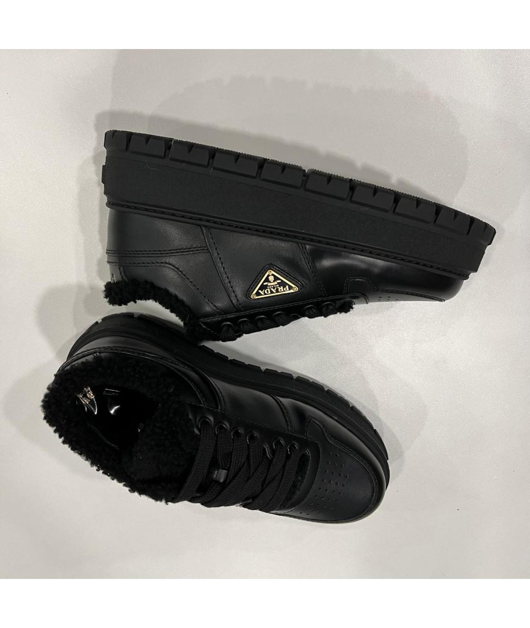 PRADA Черные кожаные кроссовки, фото 3
