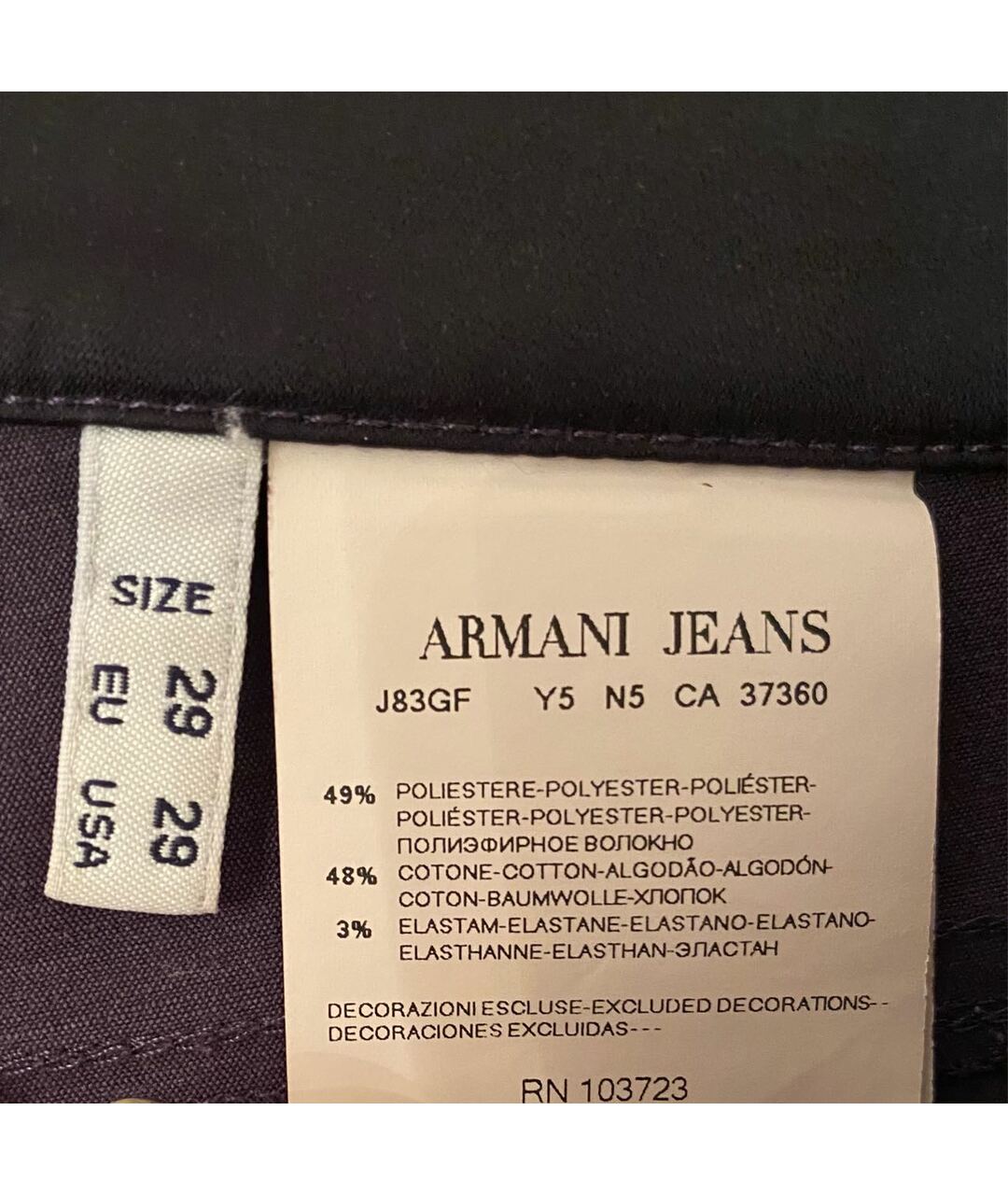 ARMANI JEANS Синие хлопковые прямые брюки, фото 4