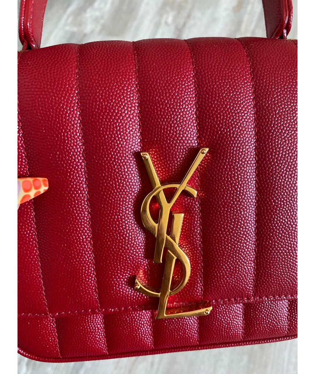 SAINT LAURENT Красная кожаная сумка тоут, фото 3