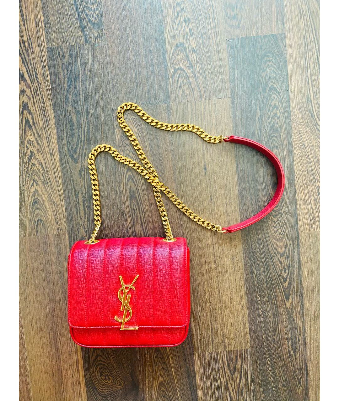 SAINT LAURENT Красная кожаная сумка тоут, фото 7