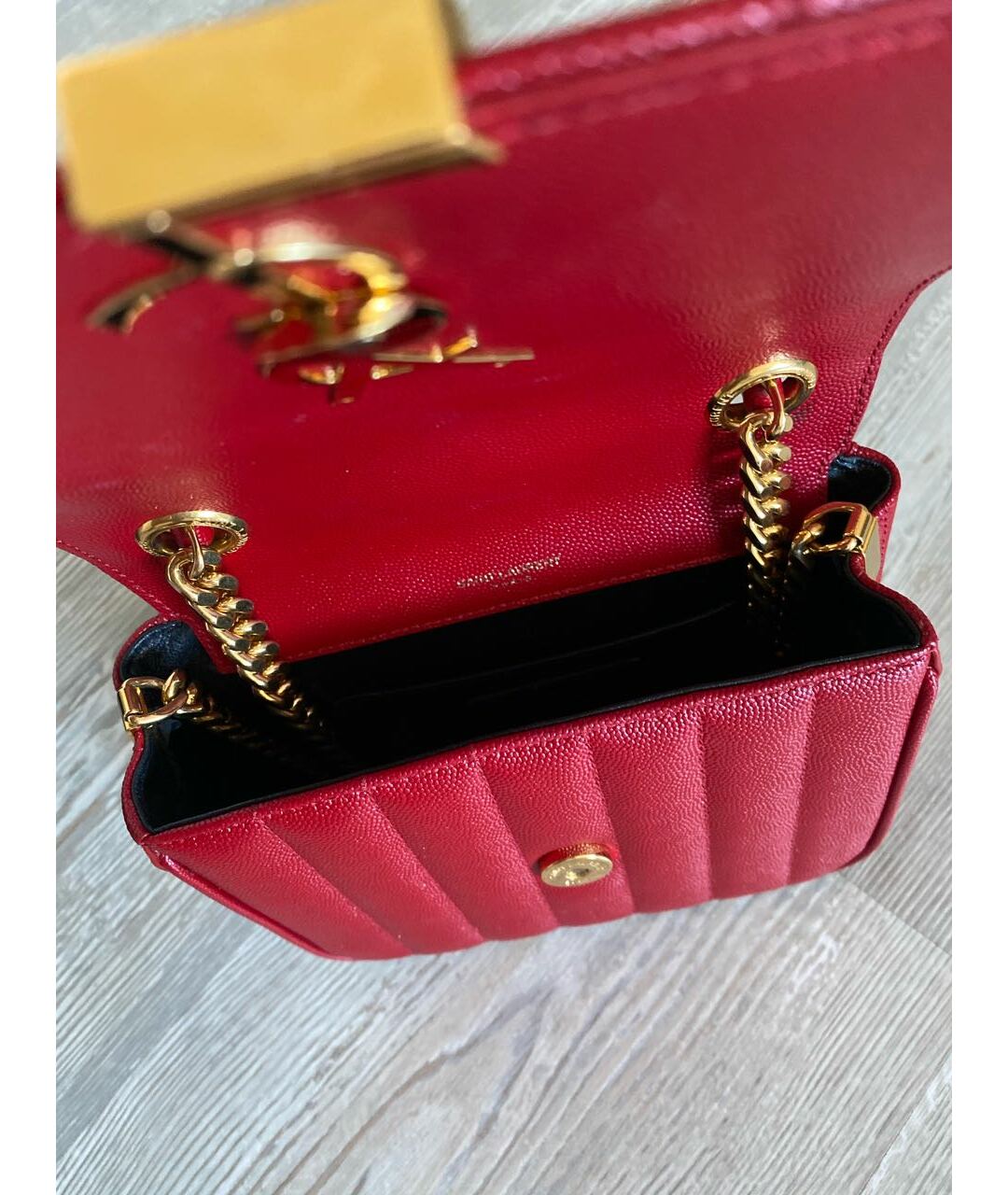 SAINT LAURENT Красная кожаная сумка тоут, фото 2