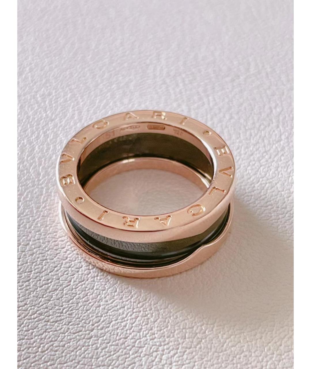 BVLGARI Черное кольцо из розового золота, фото 4