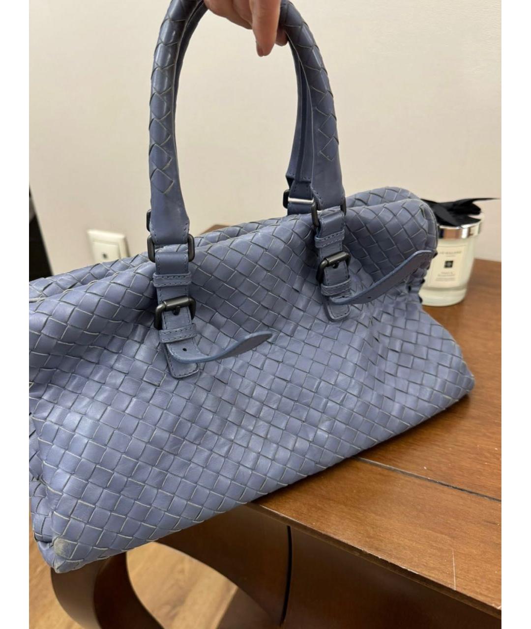 BOTTEGA VENETA Голубая кожаная сумка с короткими ручками, фото 2