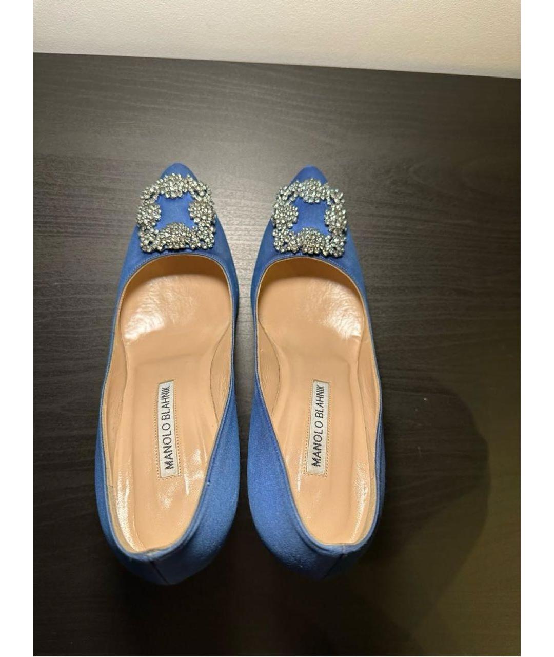 MANOLO BLAHNIK Синие текстильные туфли, фото 3