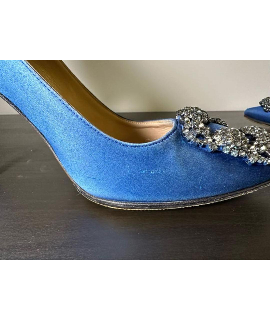 MANOLO BLAHNIK Синие текстильные туфли, фото 6