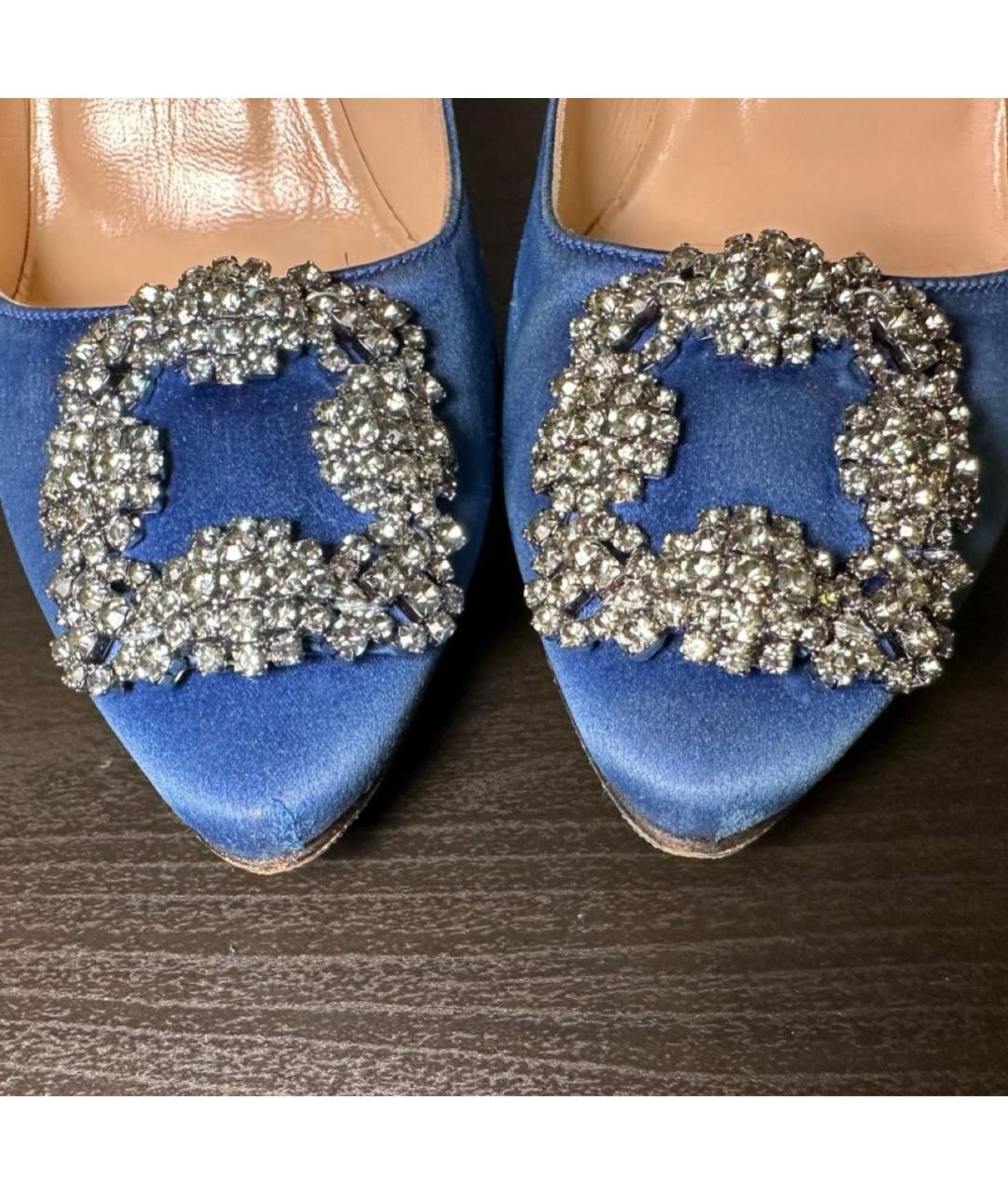 MANOLO BLAHNIK Синие текстильные туфли, фото 5