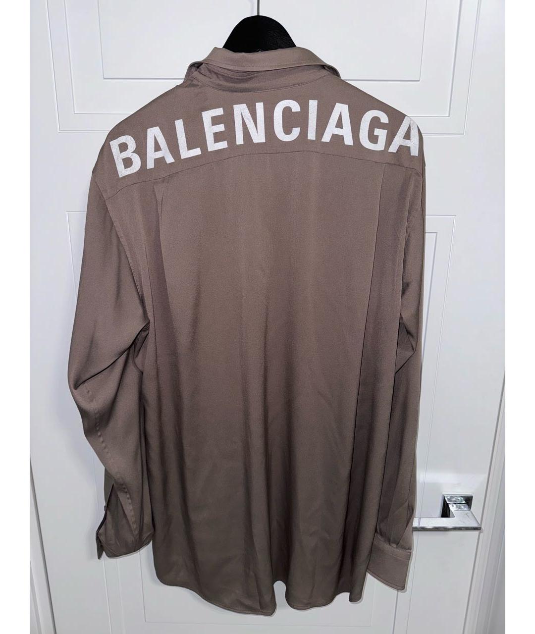 BALENCIAGA Коричневая полиэстеровая рубашка, фото 4