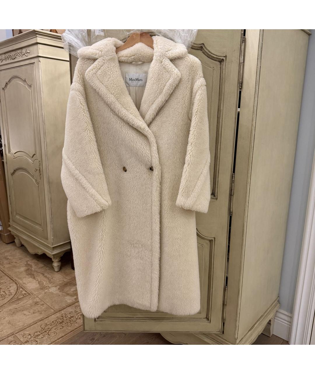 MAX MARA Белая шерстяная шуба, фото 2