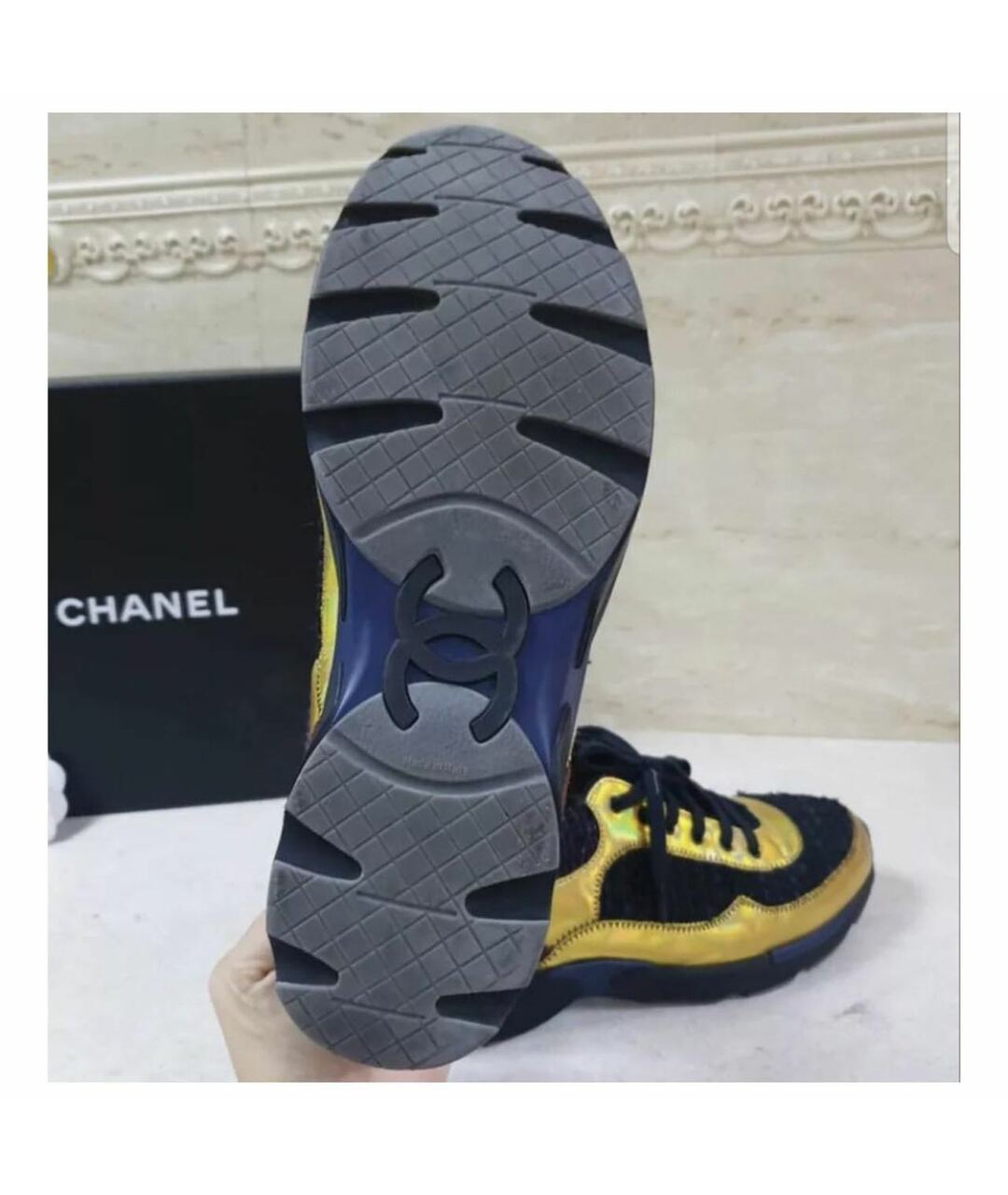 CHANEL PRE-OWNED Черные кожаные кроссовки, фото 7