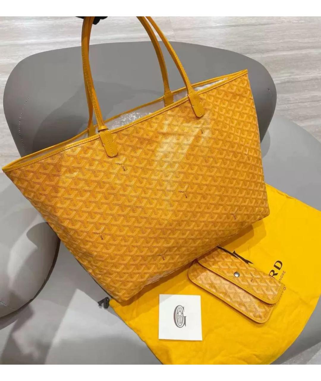 GOYARD Желтая кожаная сумка тоут, фото 3