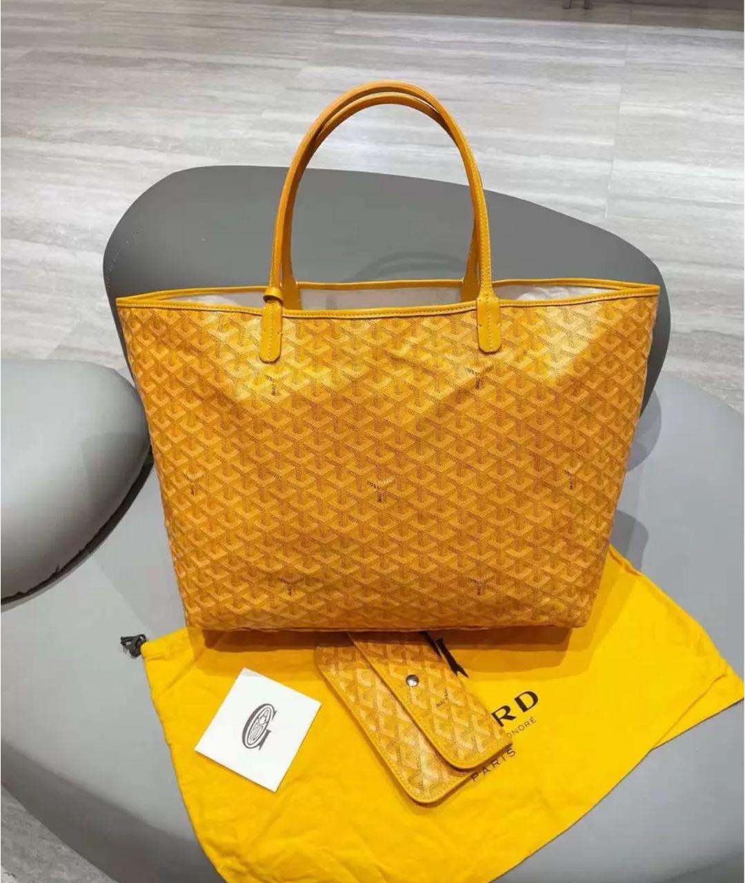 GOYARD Желтая кожаная сумка тоут, фото 8