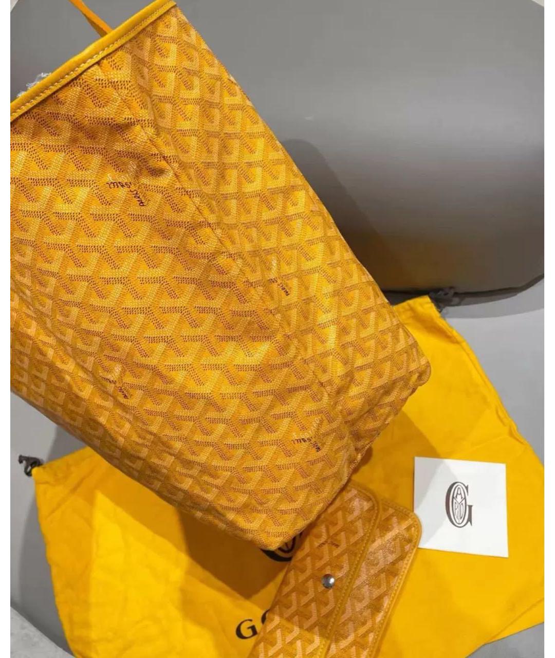 GOYARD Желтая кожаная сумка тоут, фото 4