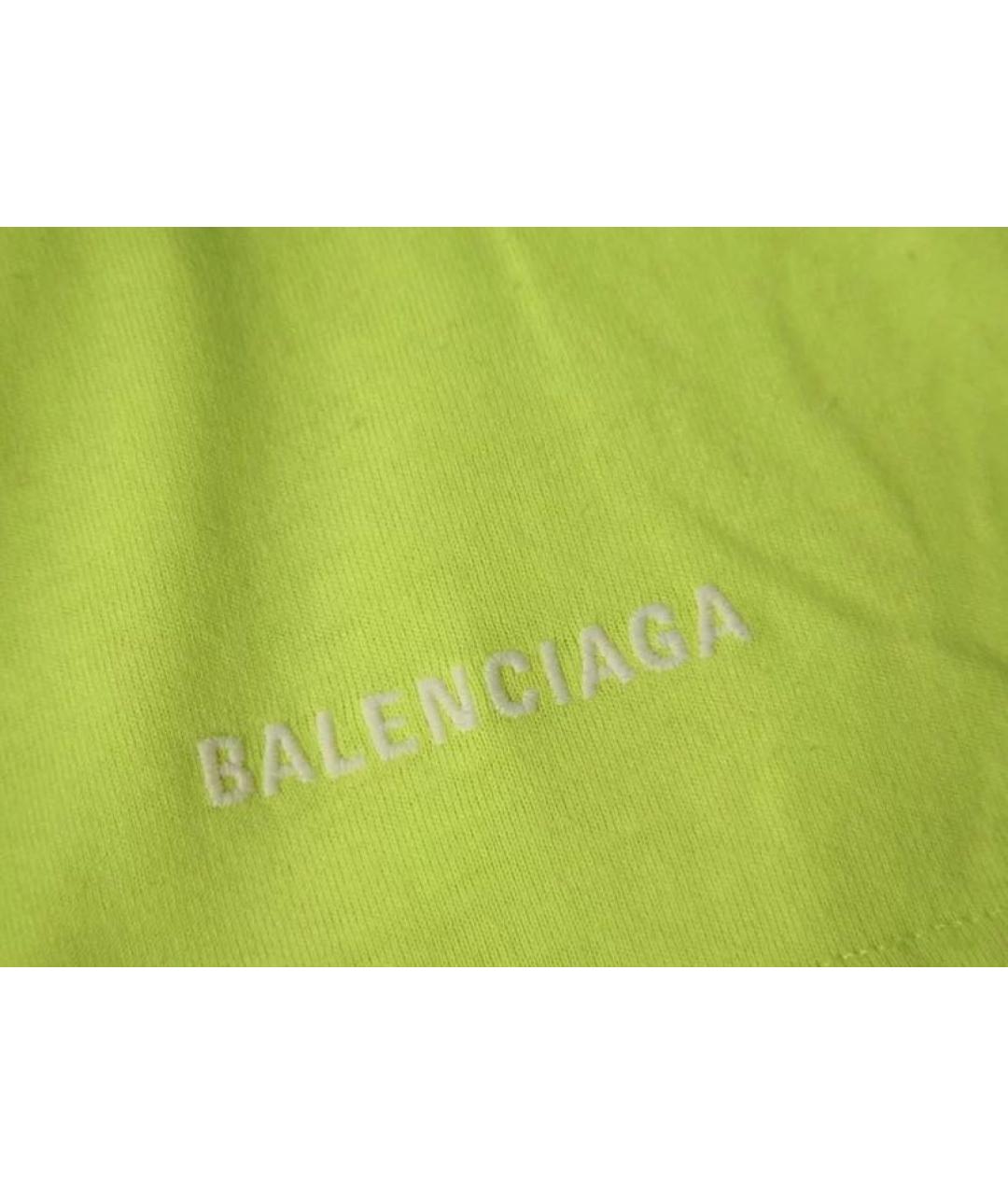 BALENCIAGA Салатовая хлопковая футболка, фото 2