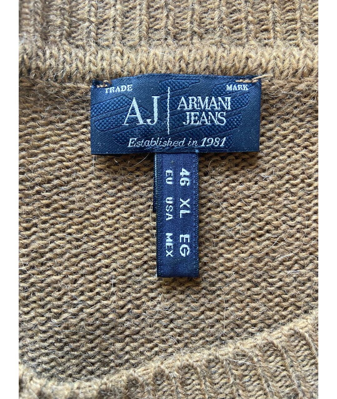 ARMANI JEANS Коричневый шерстяной джемпер / свитер, фото 7