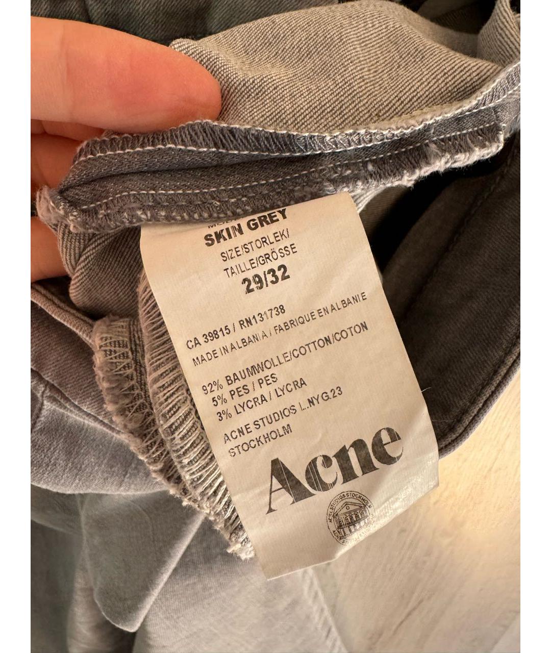 ACNE STUDIOS Серые хлопковые прямые джинсы, фото 5