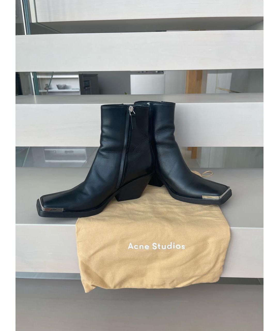 ACNE STUDIOS Черные кожаные ботильоны, фото 6