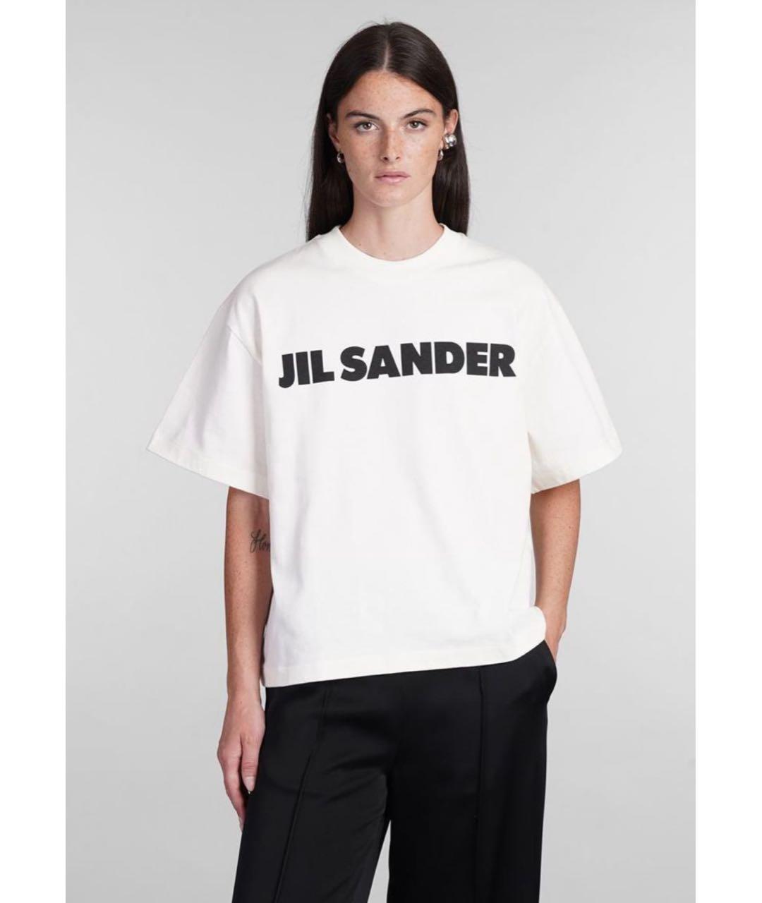 JIL SANDER Белая хлопковая футболка, фото 2