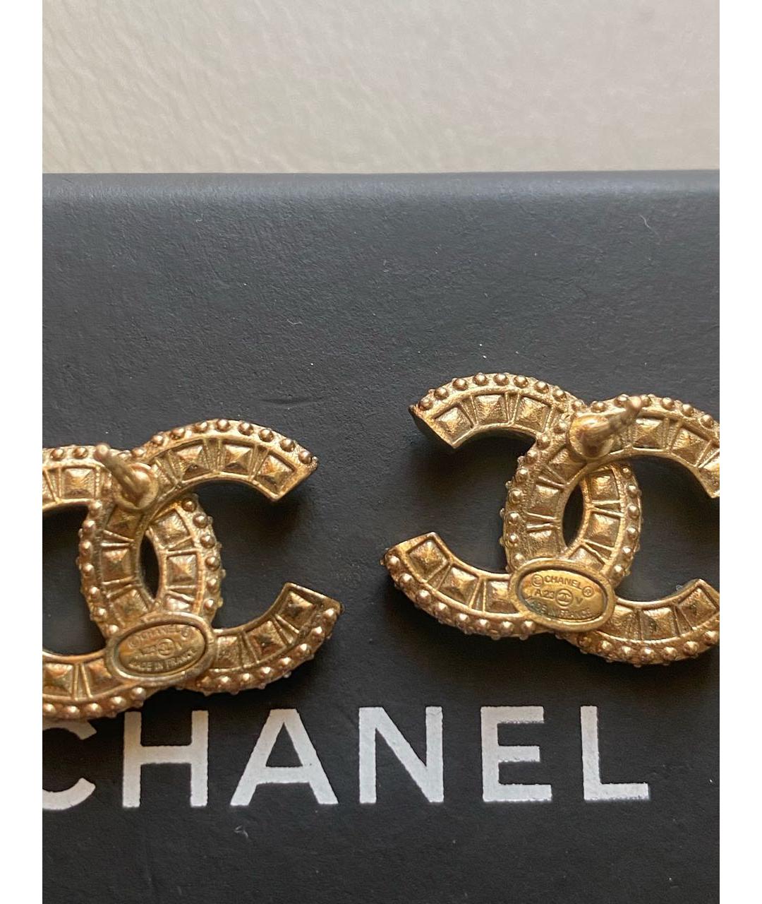 CHANEL Золотые латунные серьги, фото 4